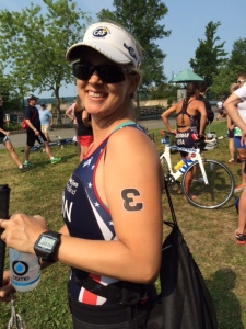 This Blind Chick attempted to put on her own race tattoo Numbers.  Fail.